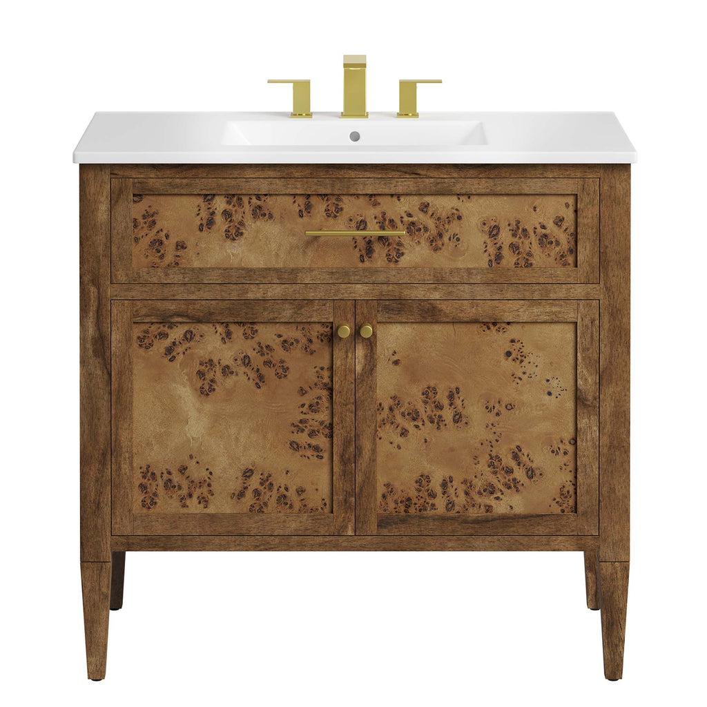 Elysian 36" Wood Bathroom Vanity - White Brown