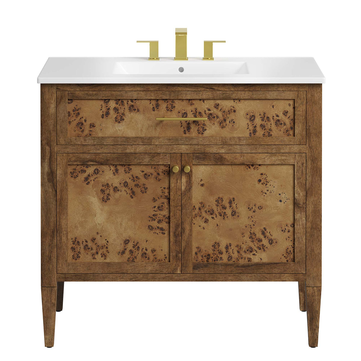 Elysian 36" Wood Bathroom Vanity - White Brown