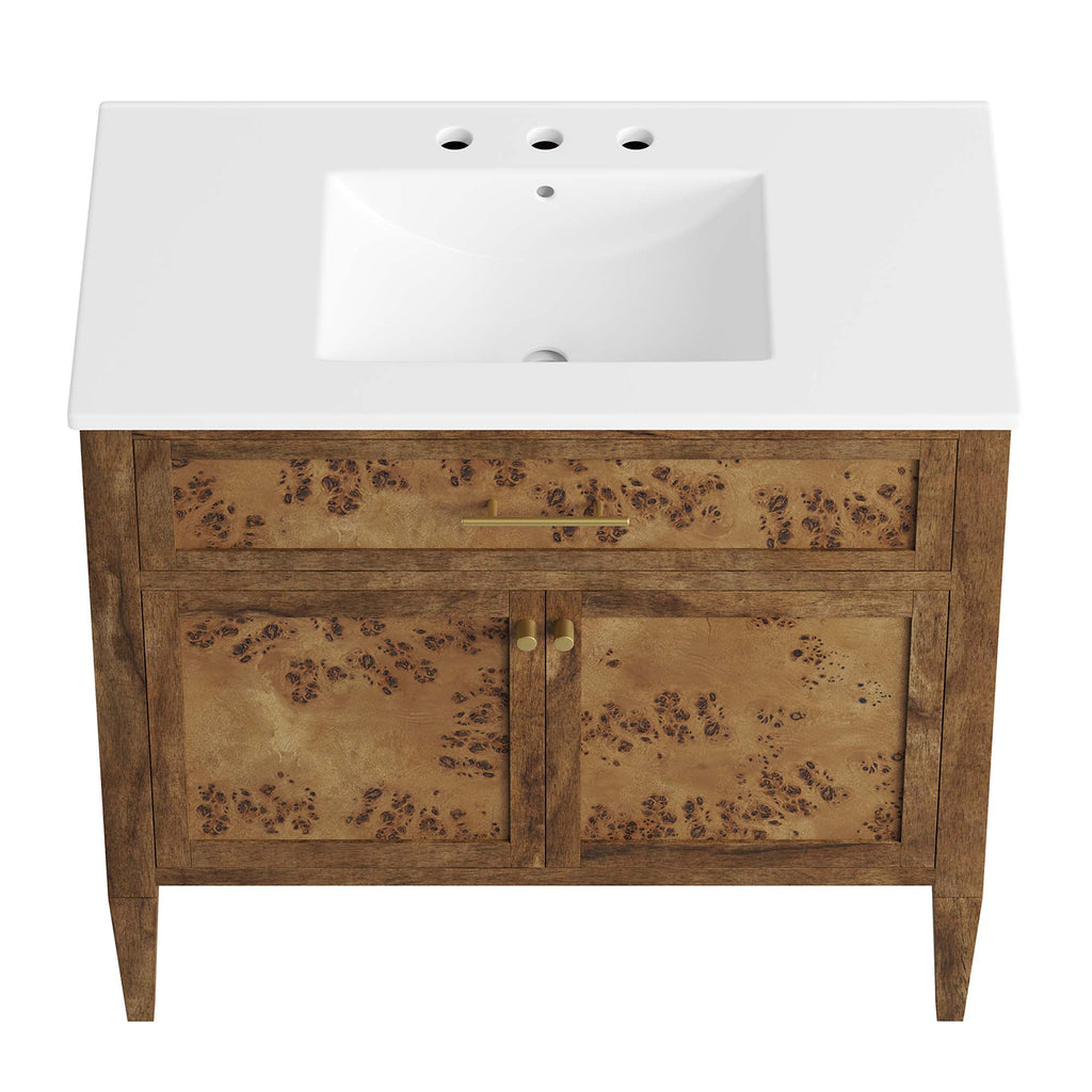 Elysian 36" Wood Bathroom Vanity - White Brown