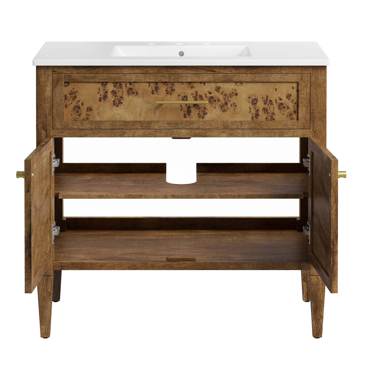 Elysian 36" Wood Bathroom Vanity - White Brown