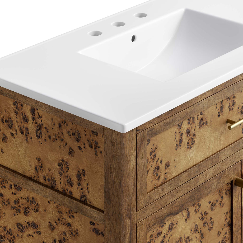 Elysian 36" Wood Bathroom Vanity - White Brown
