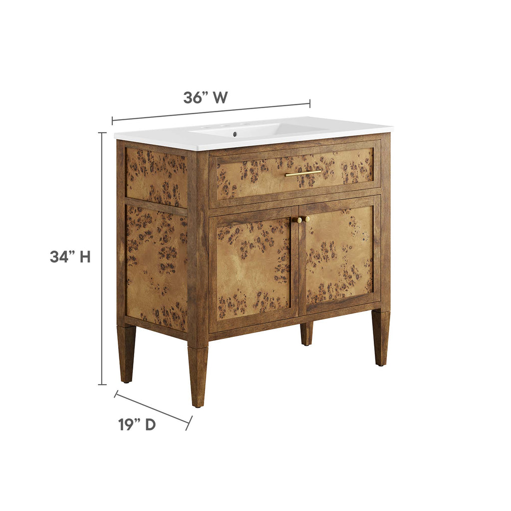 Elysian 36" Wood Bathroom Vanity - White Brown