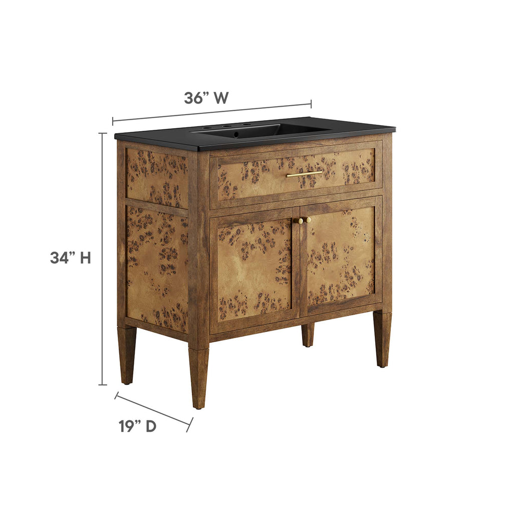 Elysian 36" Wood Bathroom Vanity - Black Brown
