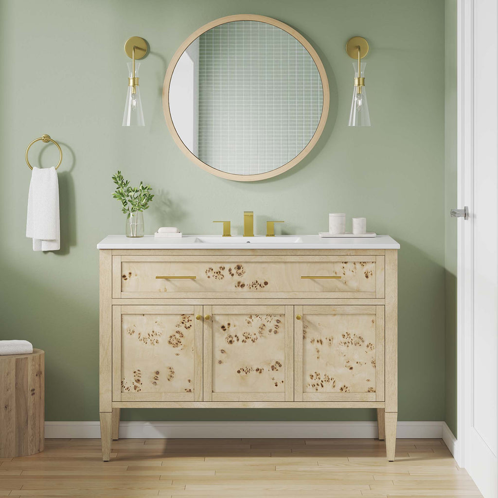 Elysian 48" Wood Single Sink Bathroom Vanity - White Burl