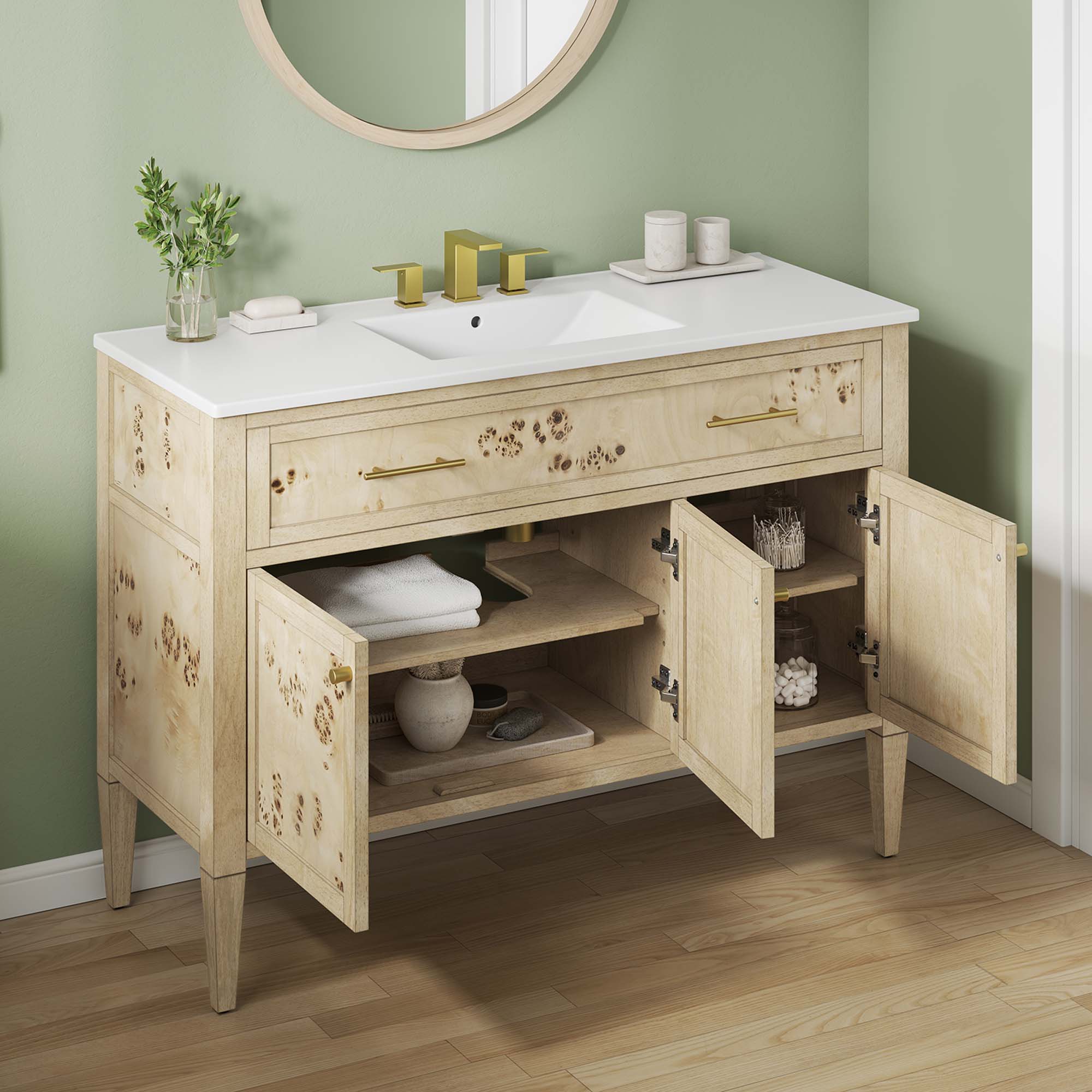 Elysian 48" Wood Single Sink Bathroom Vanity - White Burl