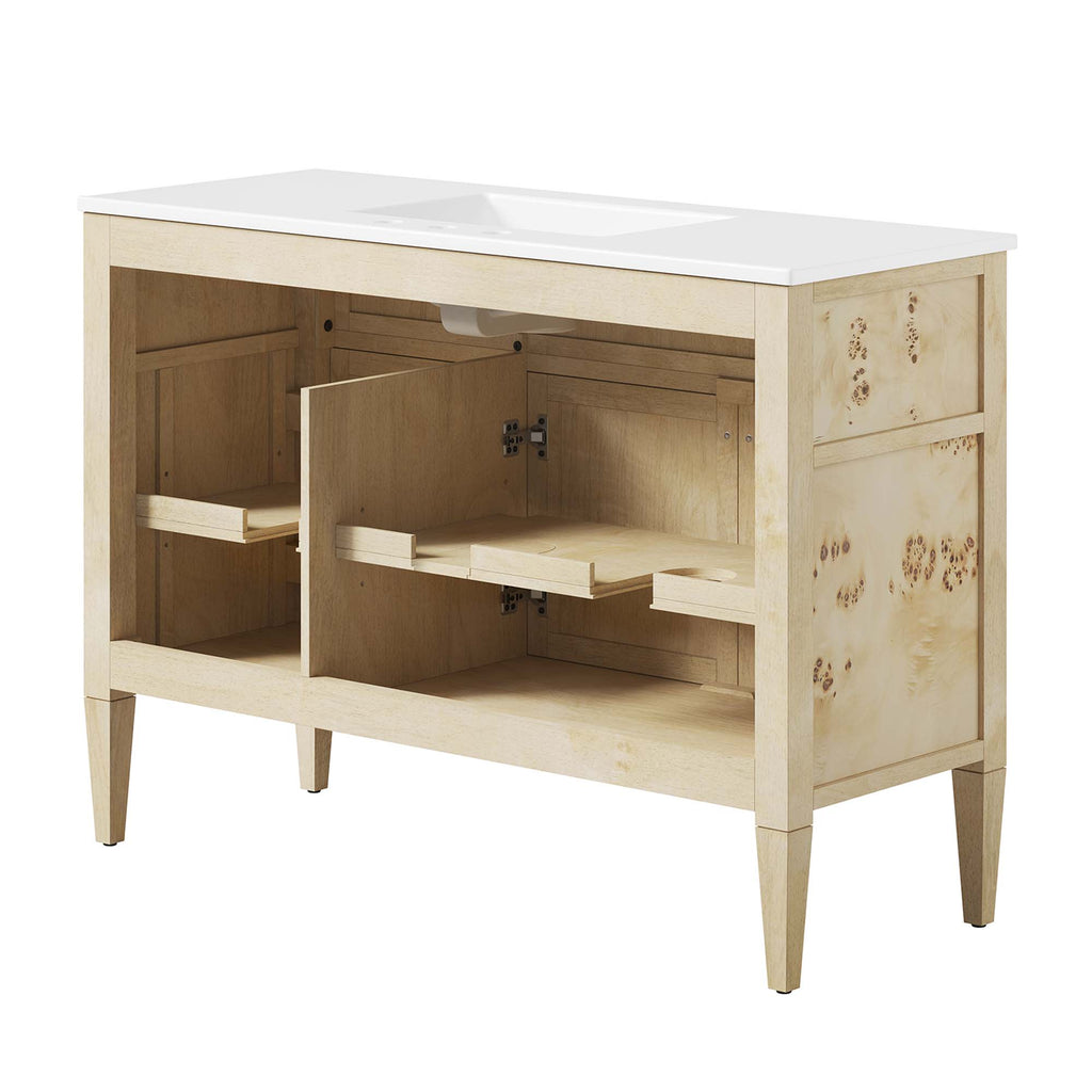 Elysian 48" Wood Single Sink Bathroom Vanity - White Burl