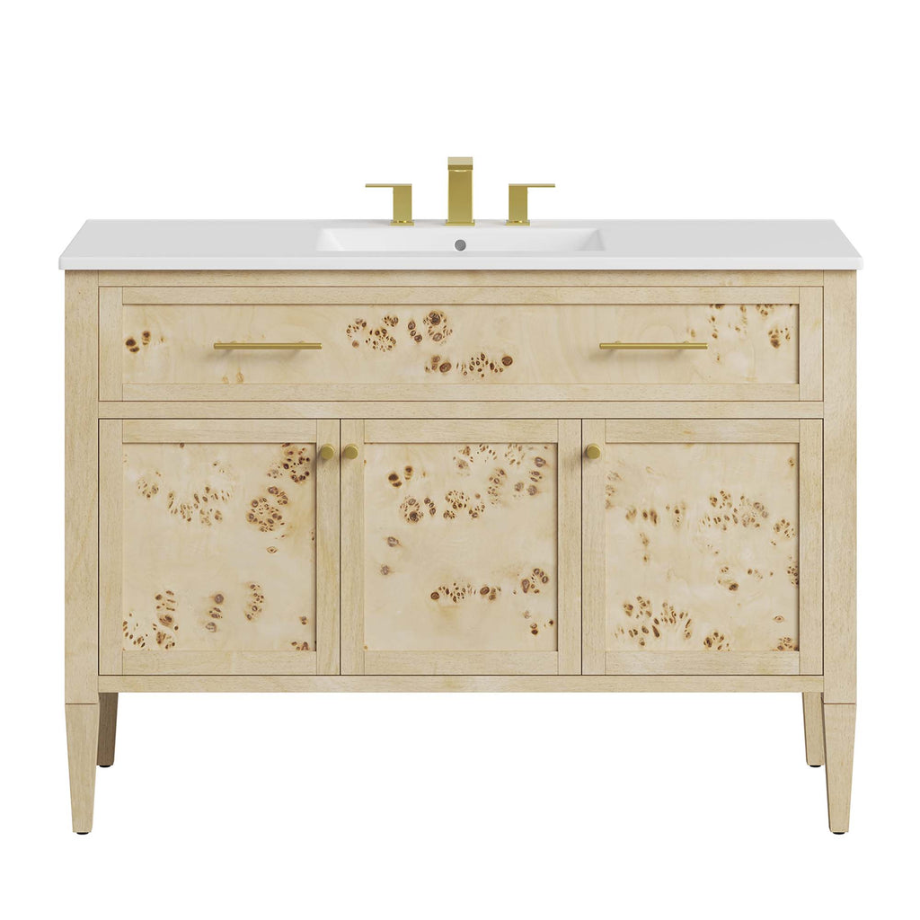 Elysian 48" Wood Single Sink Bathroom Vanity - White Burl