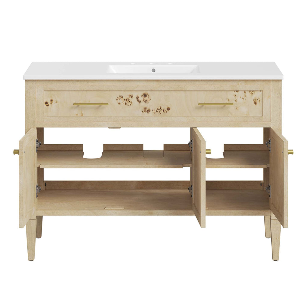 Elysian 48" Wood Single Sink Bathroom Vanity - White Burl