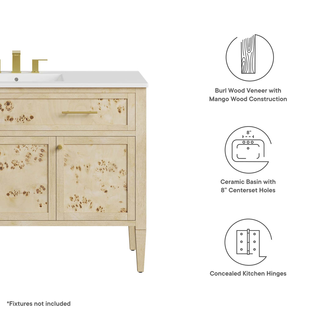 Elysian 48" Wood Single Sink Bathroom Vanity - White Burl