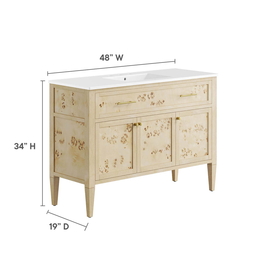 Elysian 48" Wood Single Sink Bathroom Vanity - White Burl