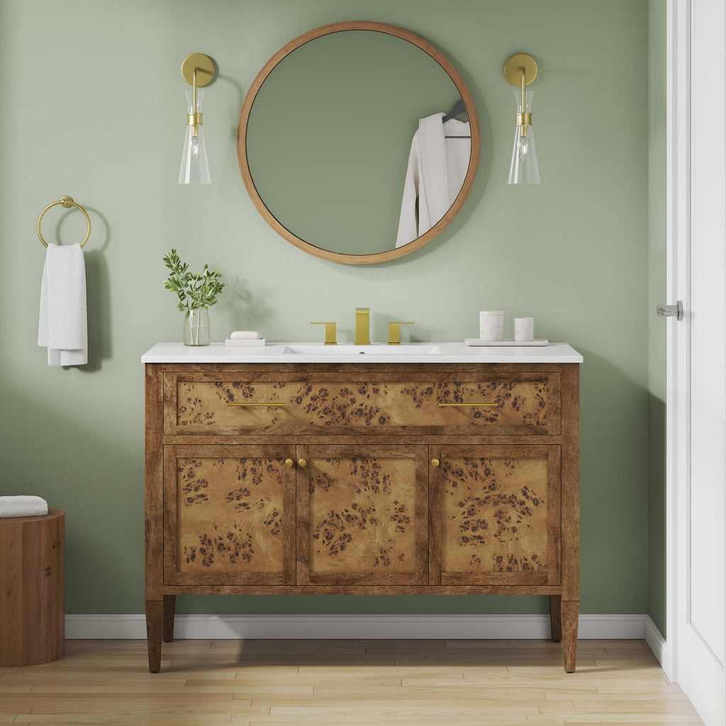 Elysian 48" Wood Single Sink Bathroom Vanity - White Brown