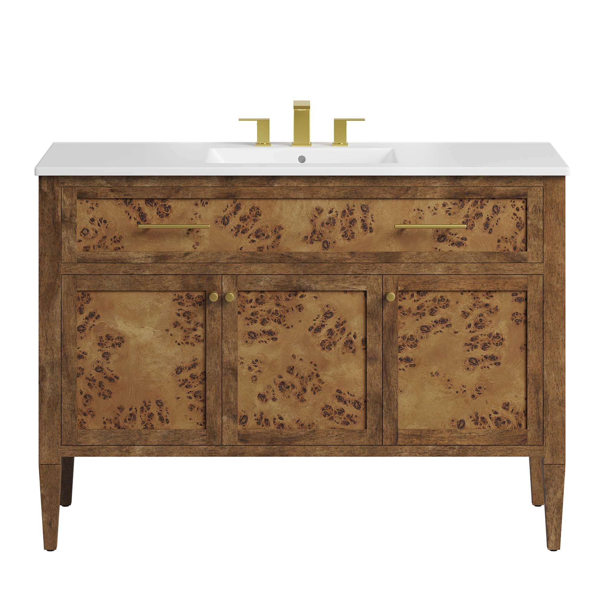 Elysian 48" Wood Single Sink Bathroom Vanity - White Brown