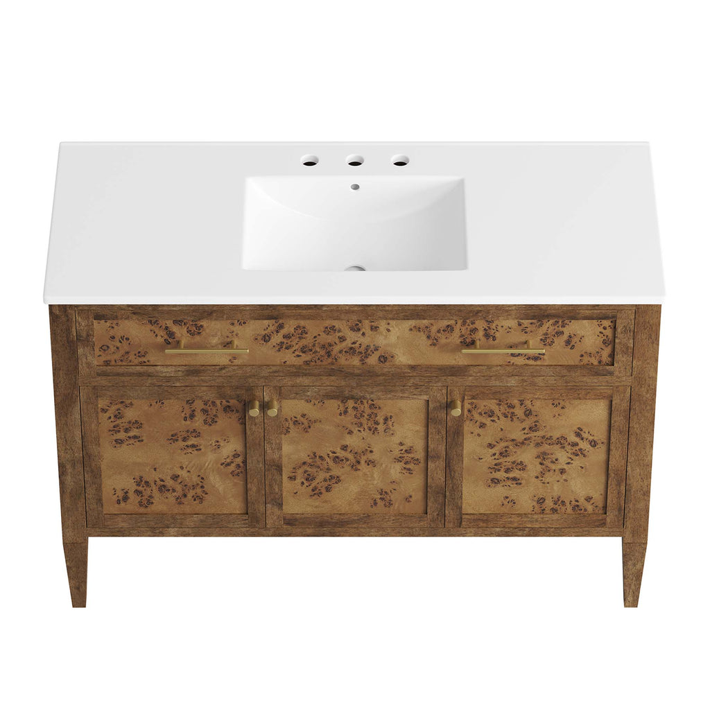 Elysian 48" Wood Single Sink Bathroom Vanity - White Brown