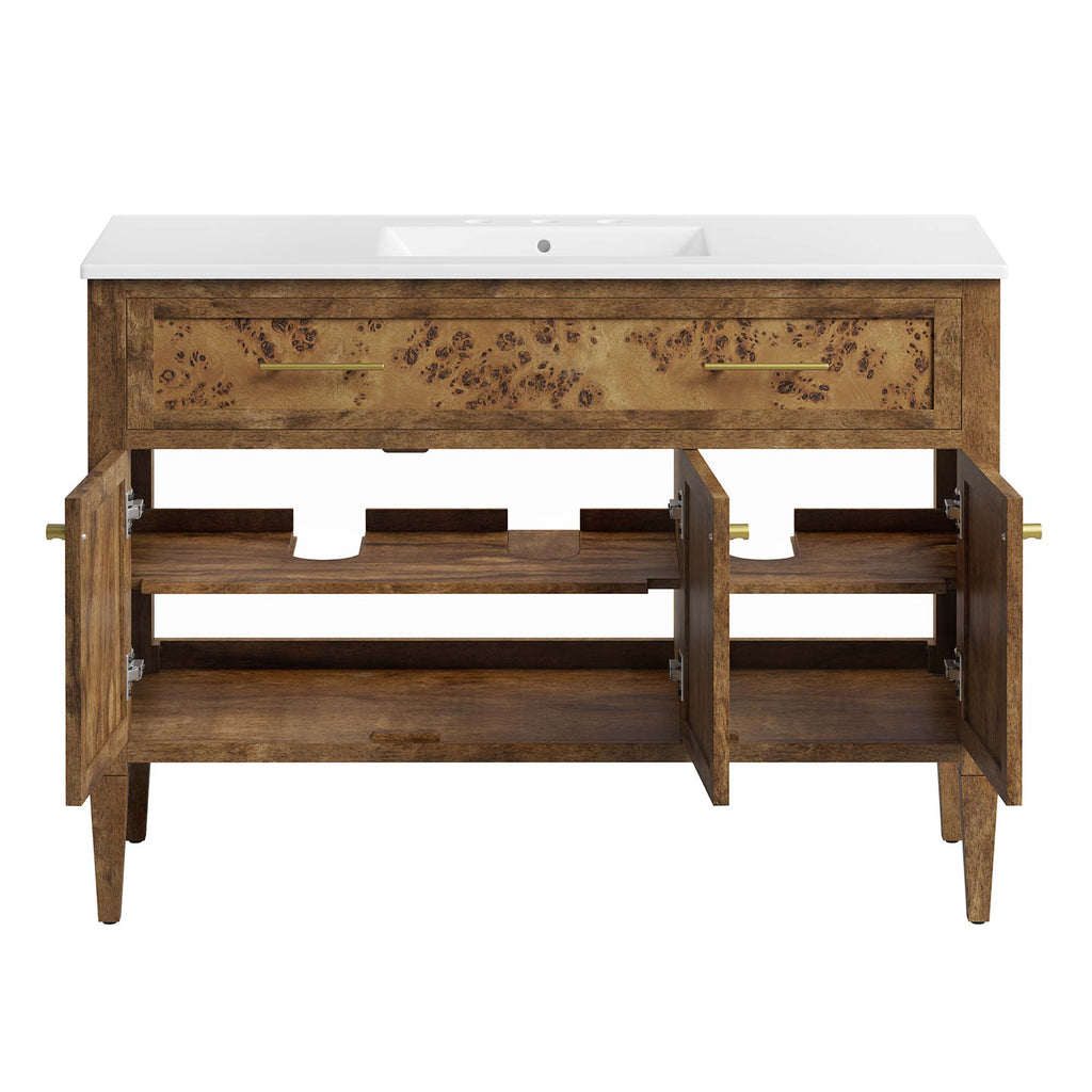 Elysian 48" Wood Single Sink Bathroom Vanity - White Brown