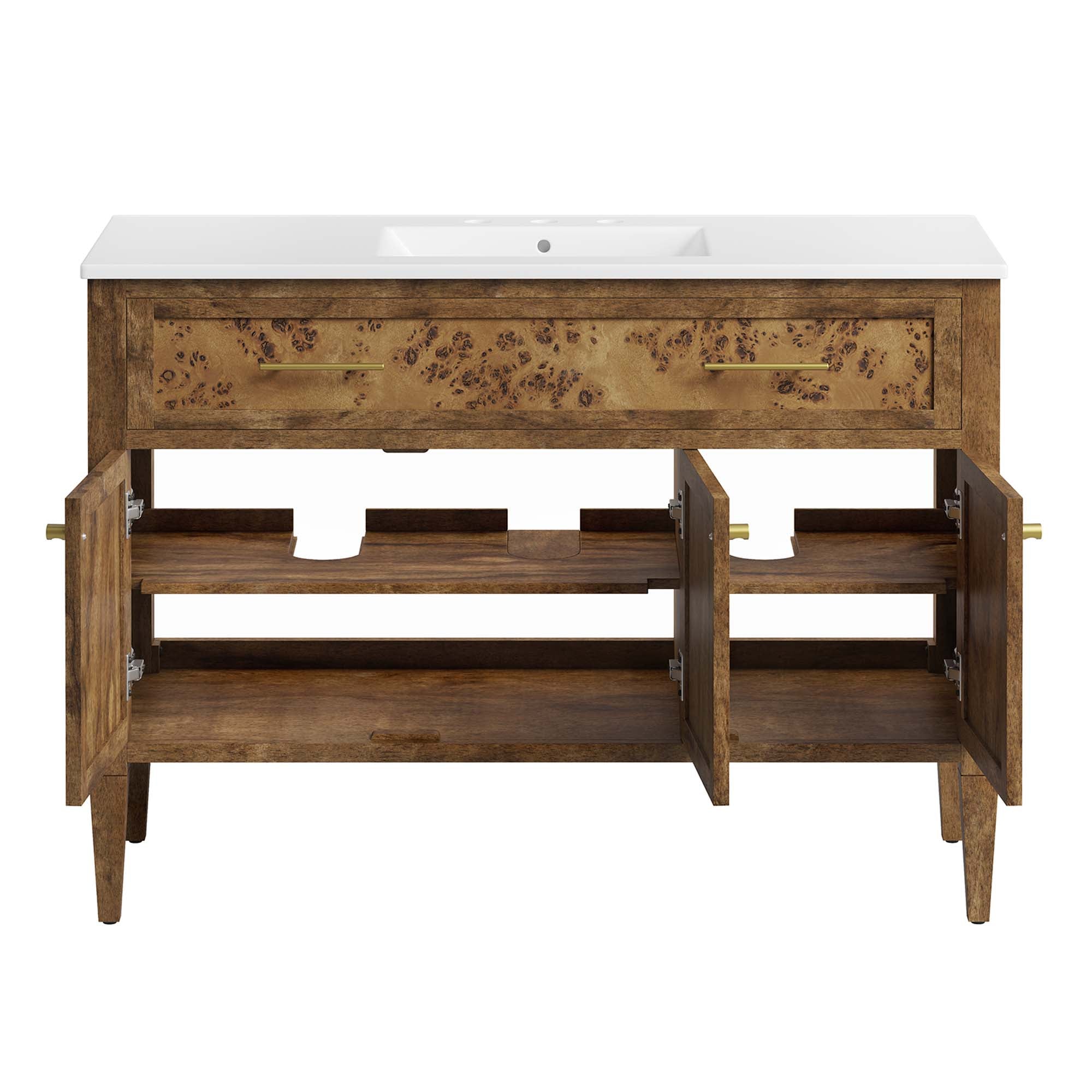 Elysian 48" Wood Single Sink Bathroom Vanity - White Brown