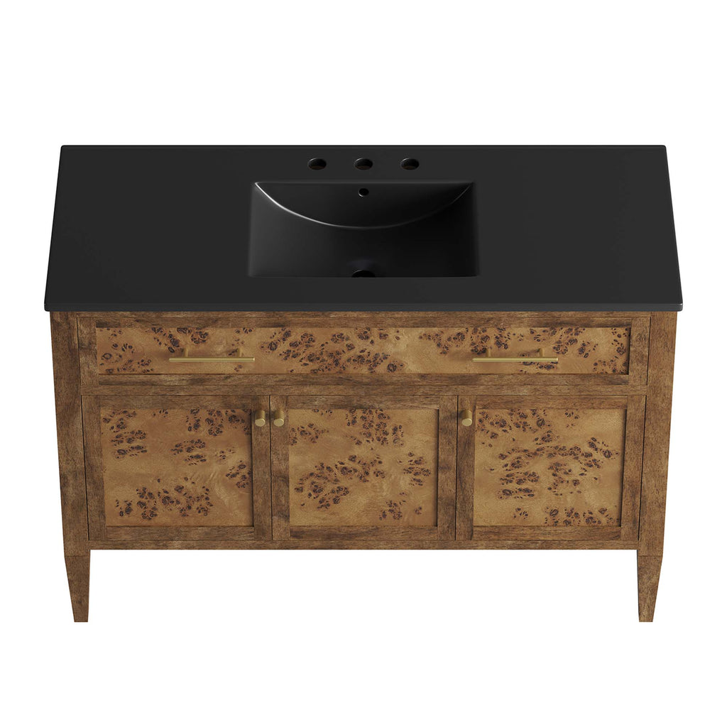 Elysian 48" Wood Single Sink Bathroom Vanity - Black Brown