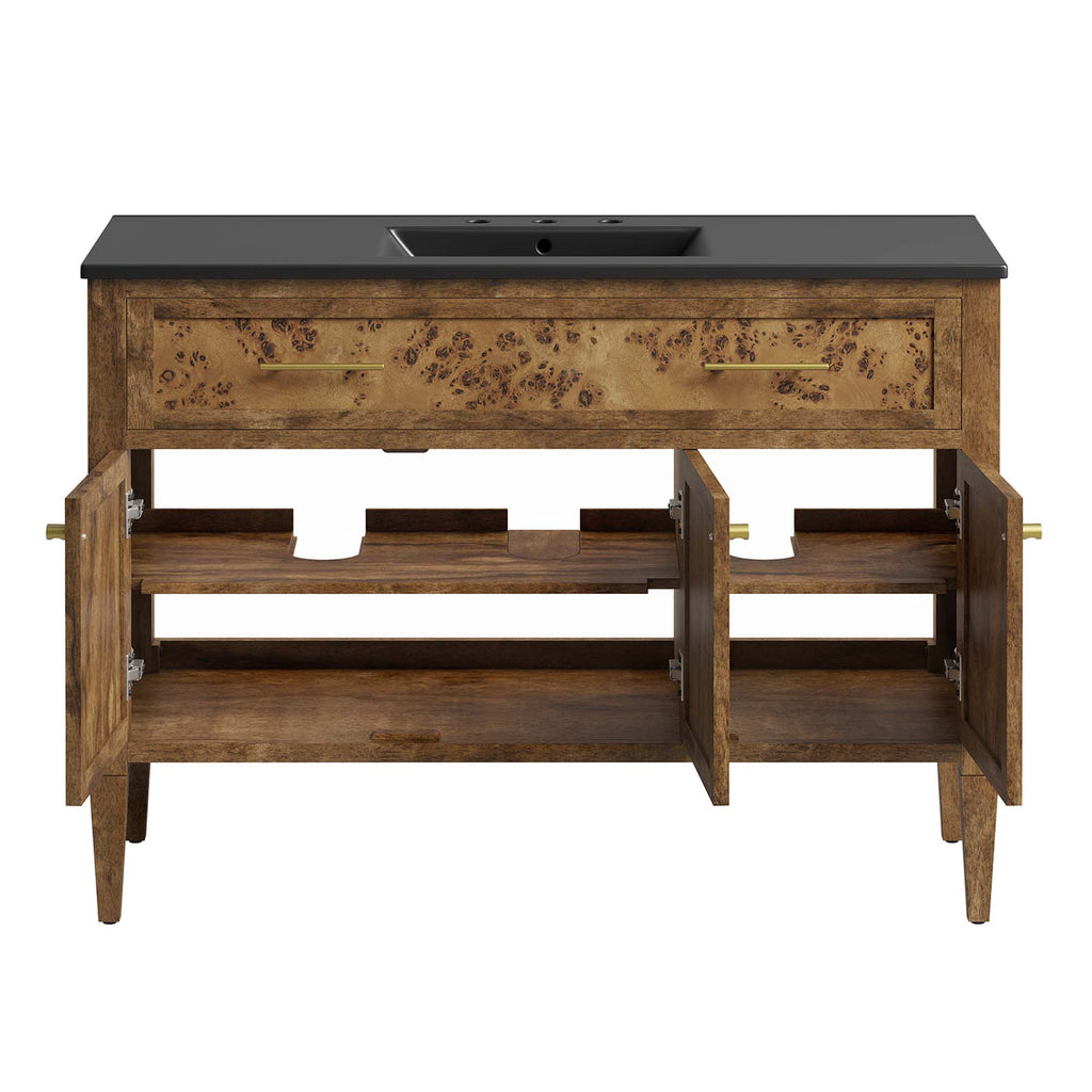 Elysian 48" Wood Single Sink Bathroom Vanity - Black Brown