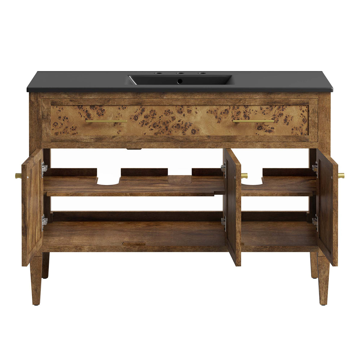 Elysian 48" Wood Single Sink Bathroom Vanity - Black Brown