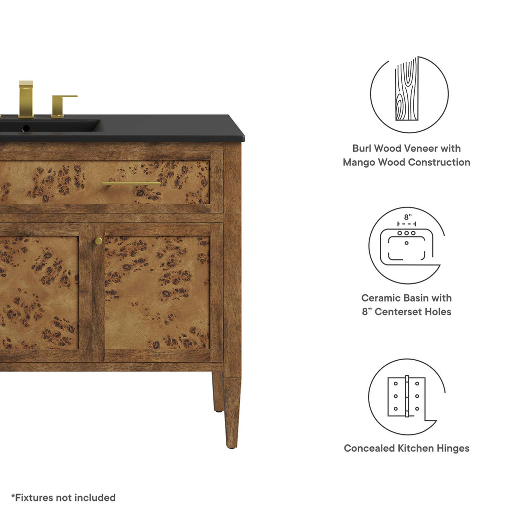 Elysian 48" Wood Single Sink Bathroom Vanity - Black Brown