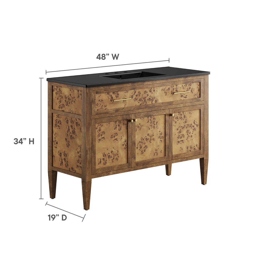 Elysian 48" Wood Single Sink Bathroom Vanity - Black Brown