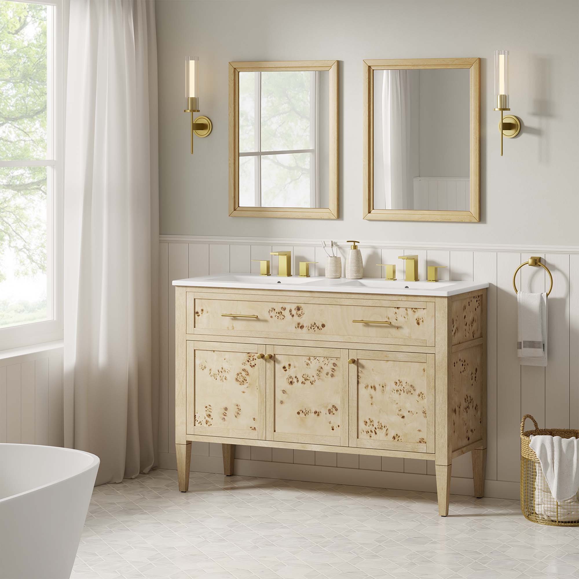 Elysian 48" Double Sink Bathroom Vanity - Burl