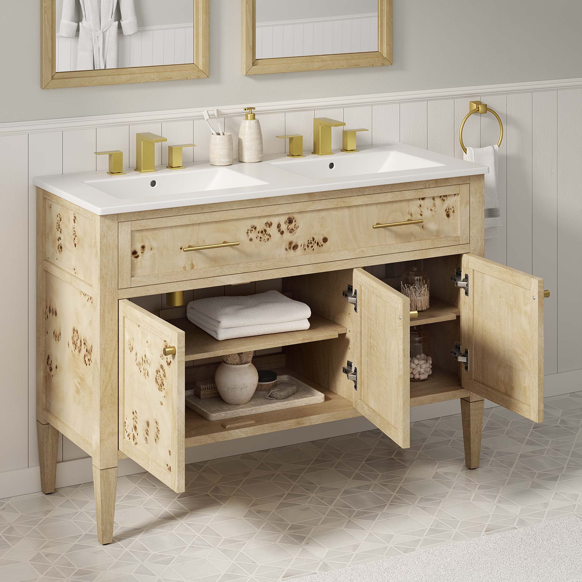 Elysian 48" Double Sink Bathroom Vanity - Burl