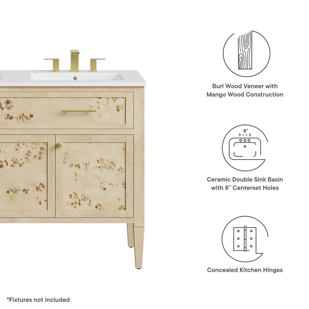 Elysian 48" Double Sink Bathroom Vanity - Burl