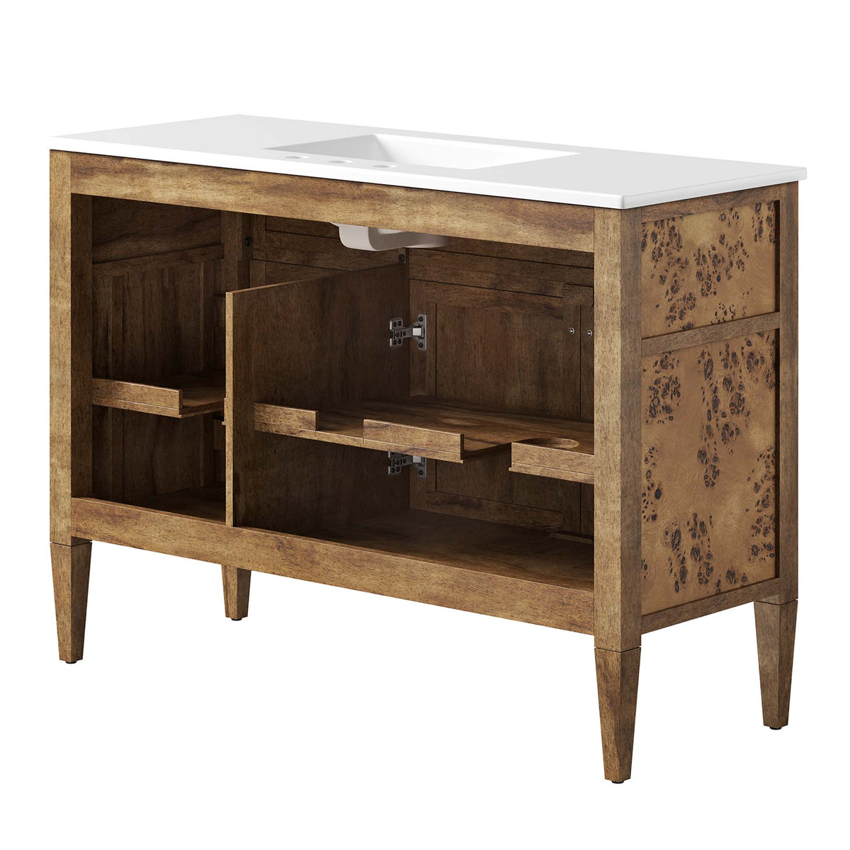 Elysian 48" Wood Double Sink Bathroom Vanity - White Brown