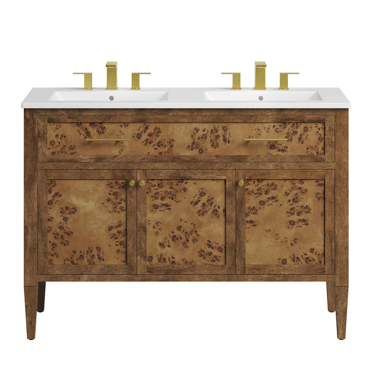Elysian 48" Wood Double Sink Bathroom Vanity - White Brown