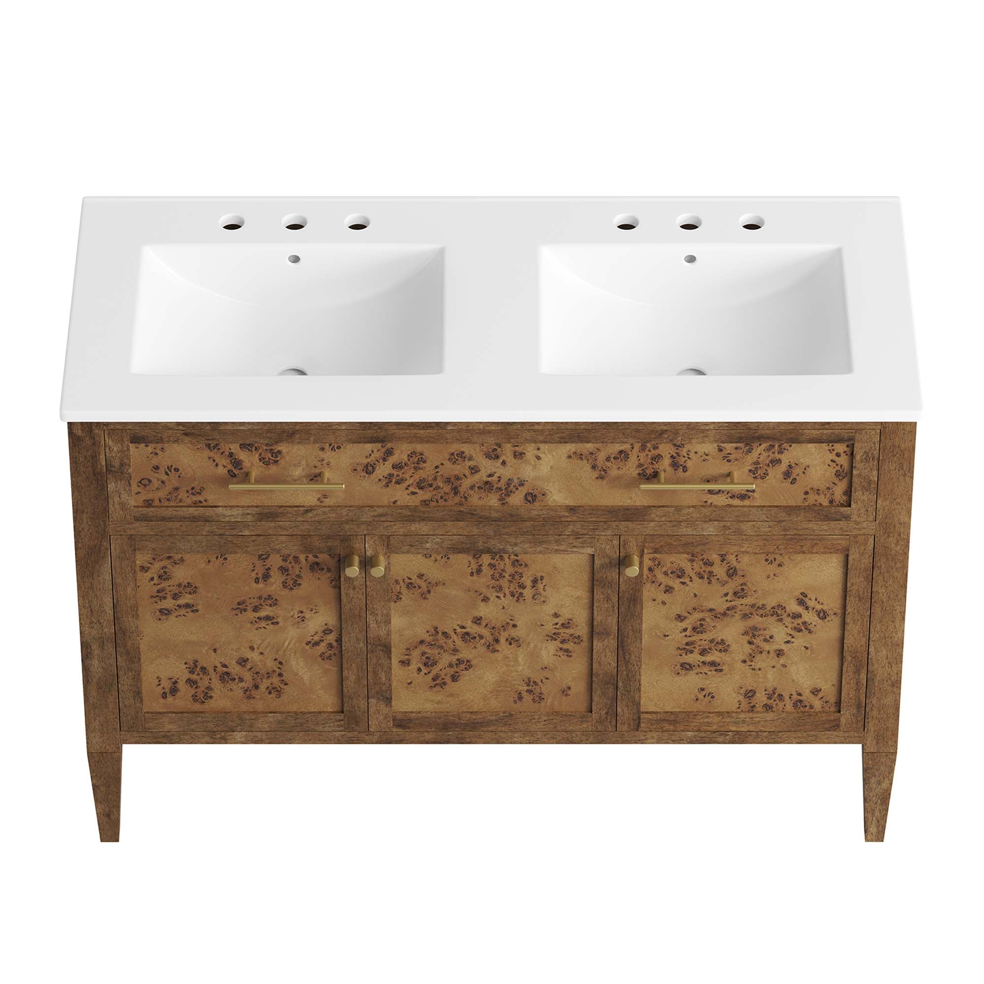 Elysian 48" Wood Double Sink Bathroom Vanity - White Brown