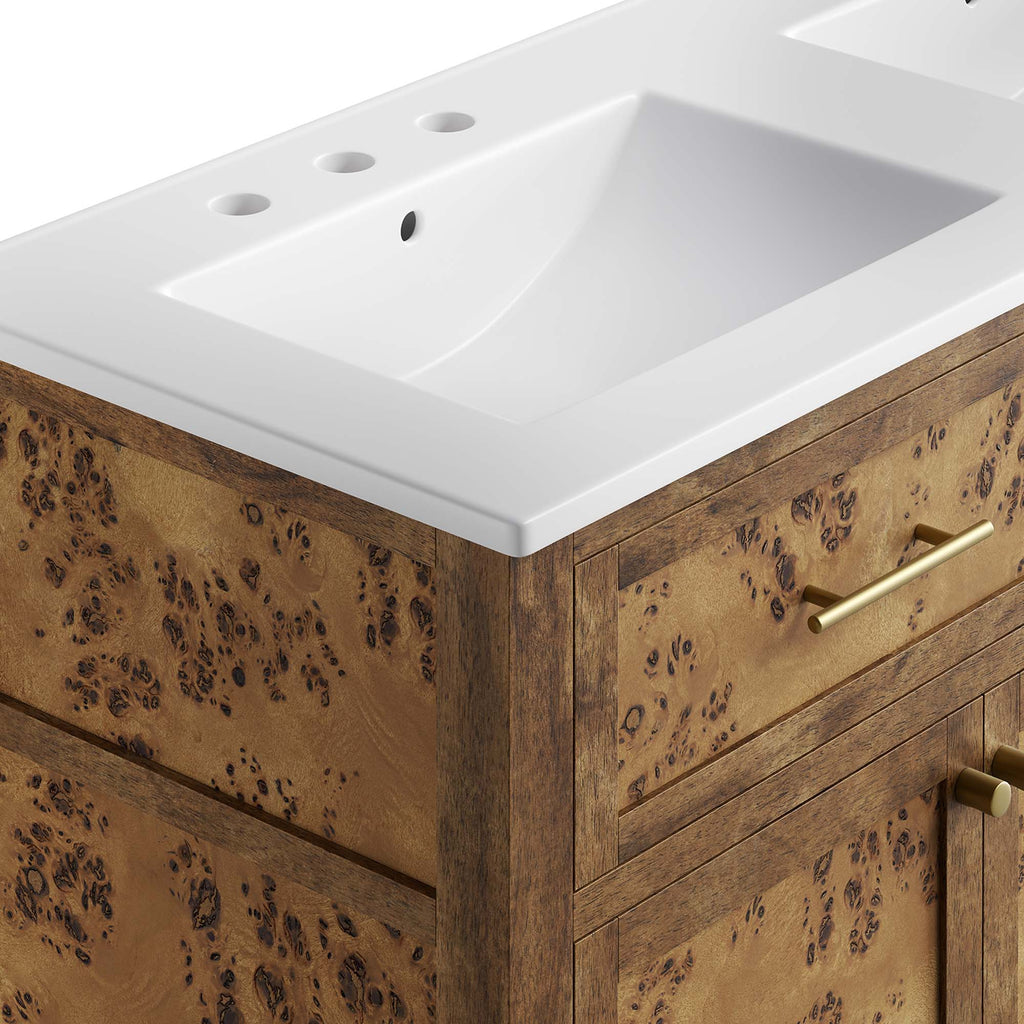Elysian 48" Wood Double Sink Bathroom Vanity - White Brown