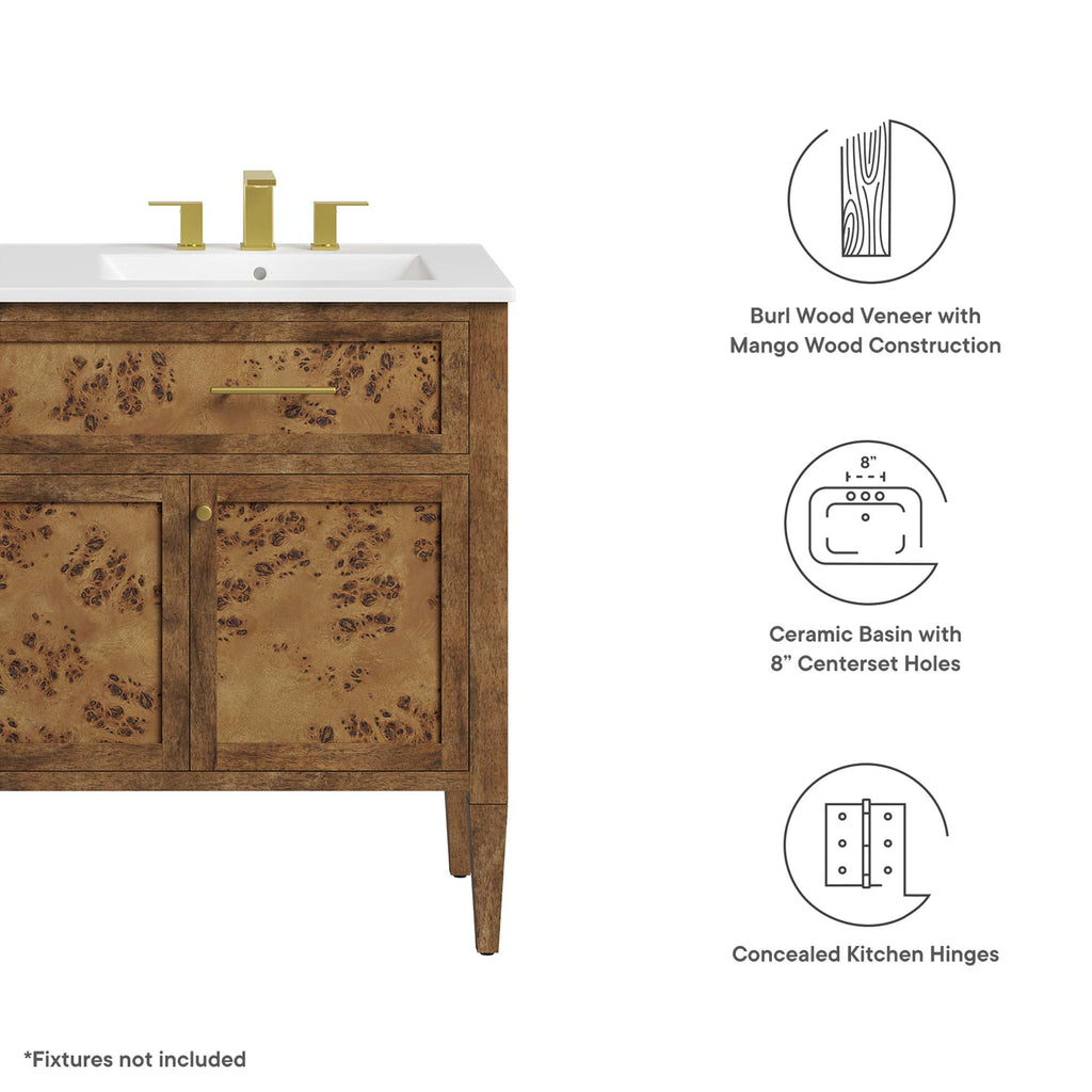 Elysian 48" Wood Double Sink Bathroom Vanity - White Brown