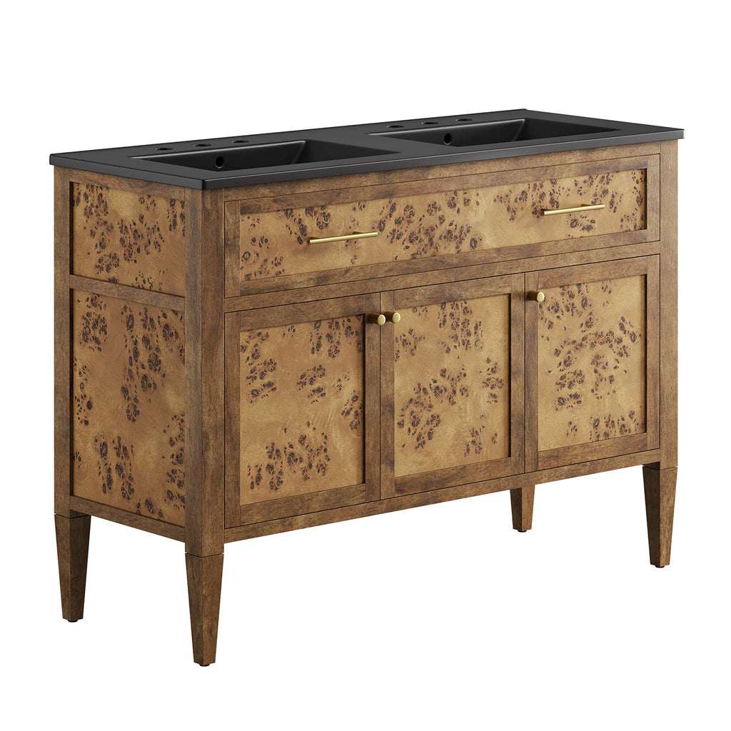 Elysian 48" Wood Double Sink Bathroom Vanity - Black Brown