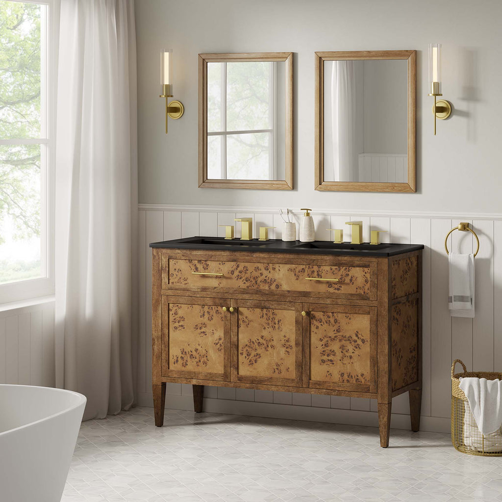 Elysian 48" Wood Double Sink Bathroom Vanity - Black Brown