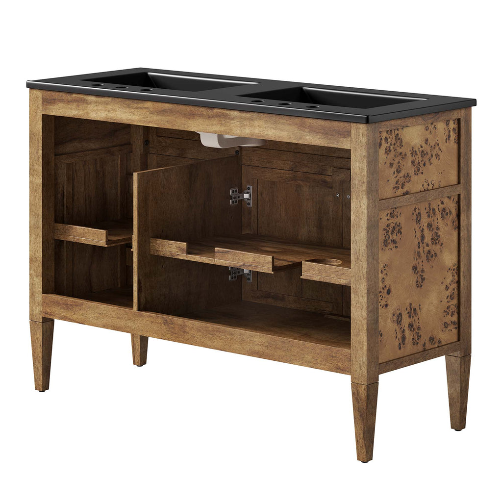 Elysian 48" Wood Double Sink Bathroom Vanity - Black Brown