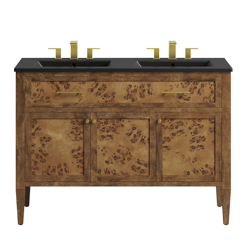 Elysian 48" Wood Double Sink Bathroom Vanity - Black Brown