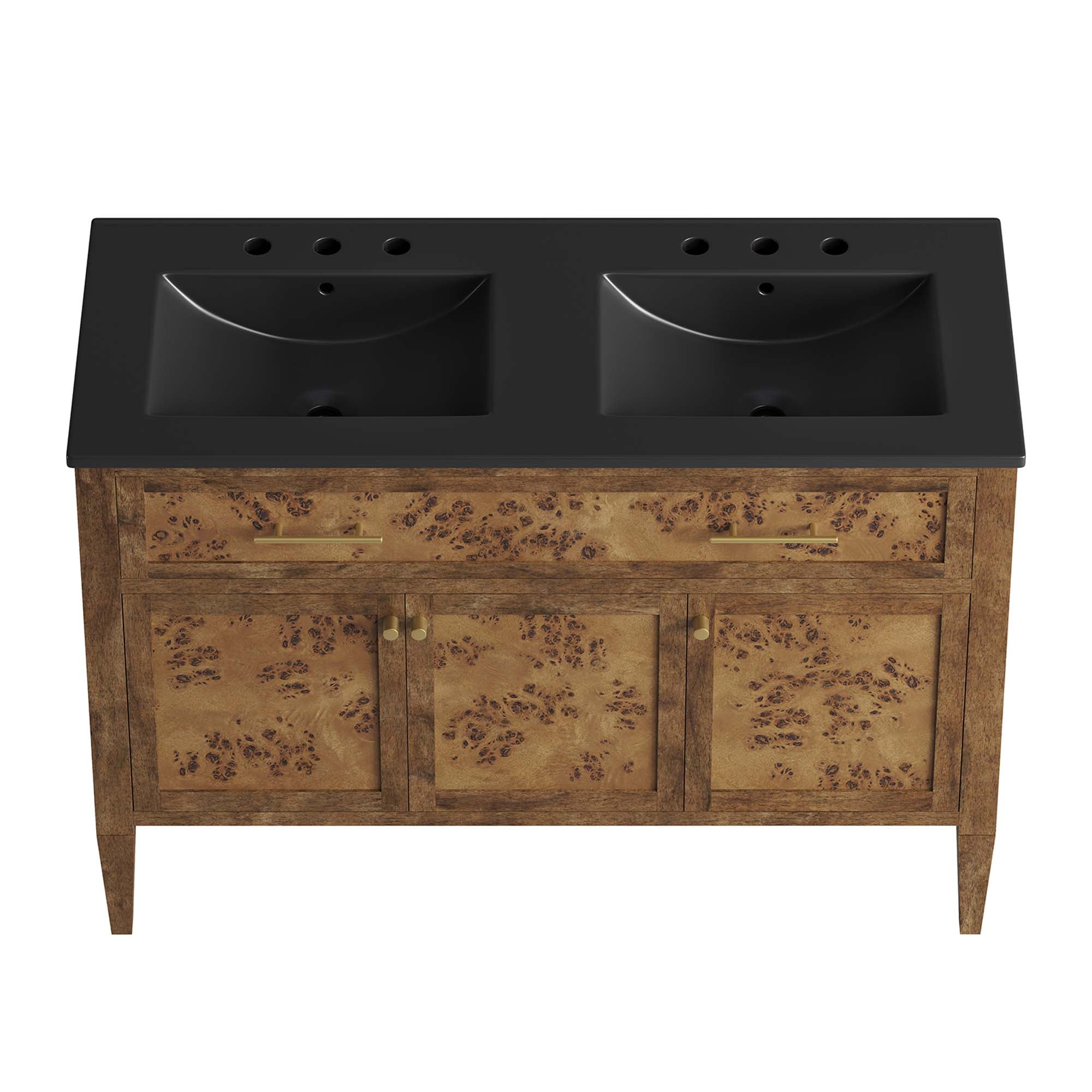 Elysian 48" Wood Double Sink Bathroom Vanity - Black Brown