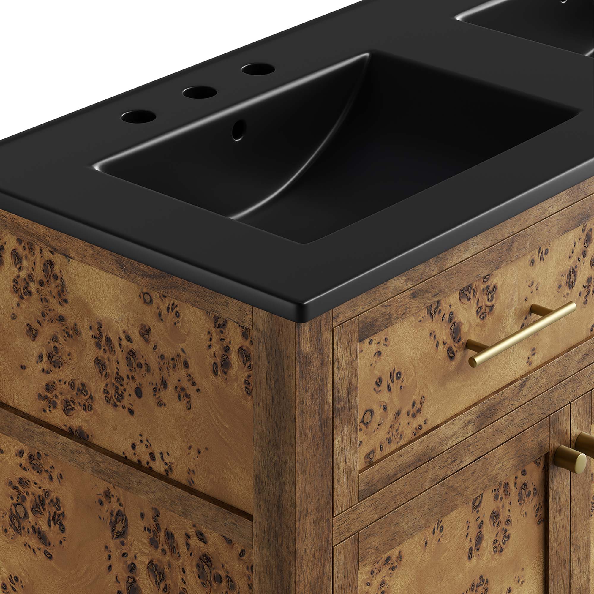 Elysian 48" Wood Double Sink Bathroom Vanity - Black Brown