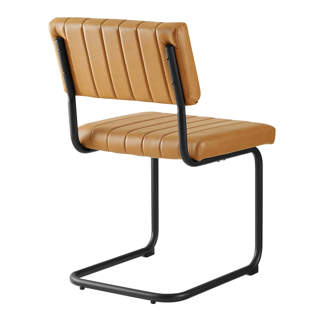 Parity Vegan Leather Dining Side Chairs Set of 2 - Black Tan