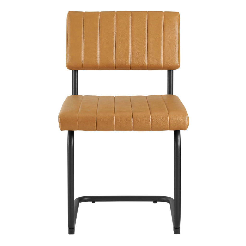 Parity Vegan Leather Dining Side Chairs Set of 2 - Black Tan