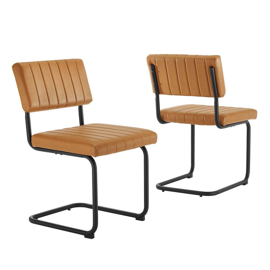 Parity Vegan Leather Dining Side Chairs Set of 2 - Black Tan