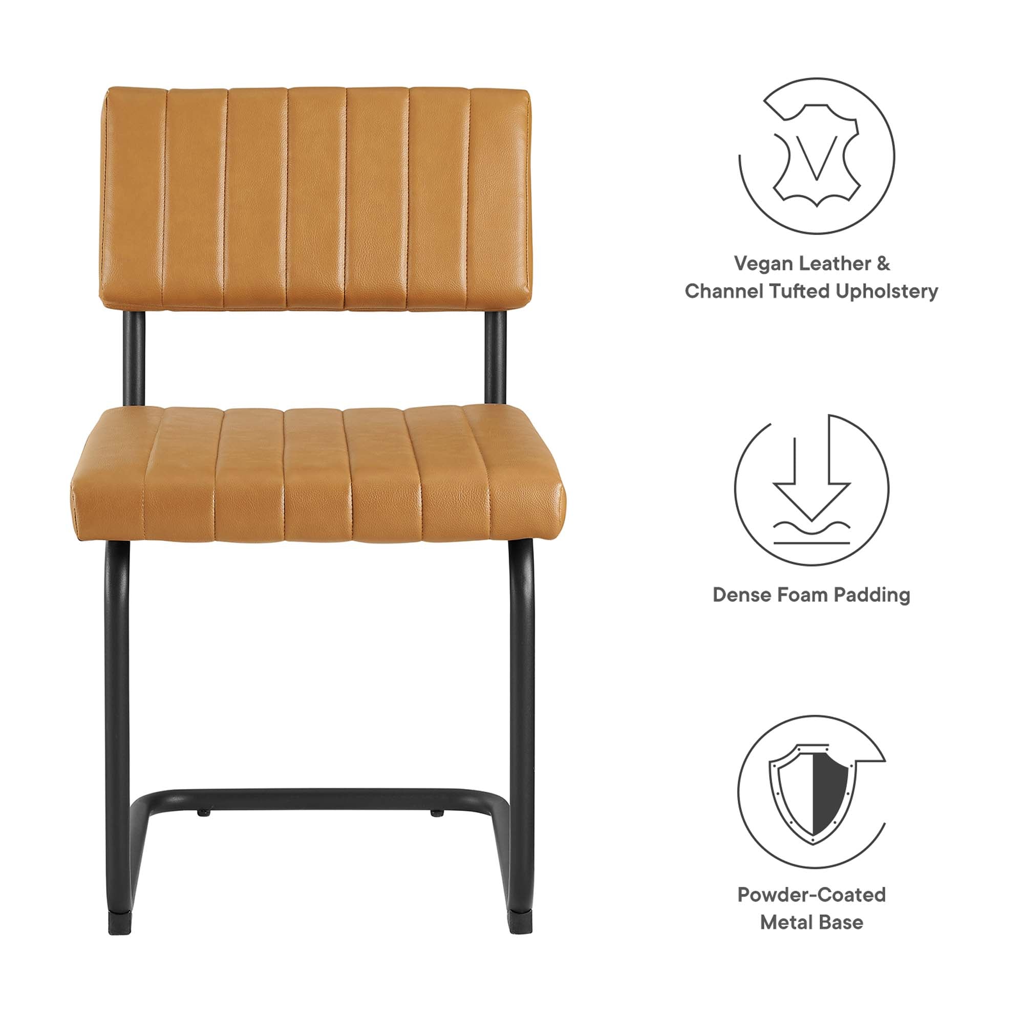 Parity Vegan Leather Dining Side Chairs Set of 2 - Black Tan