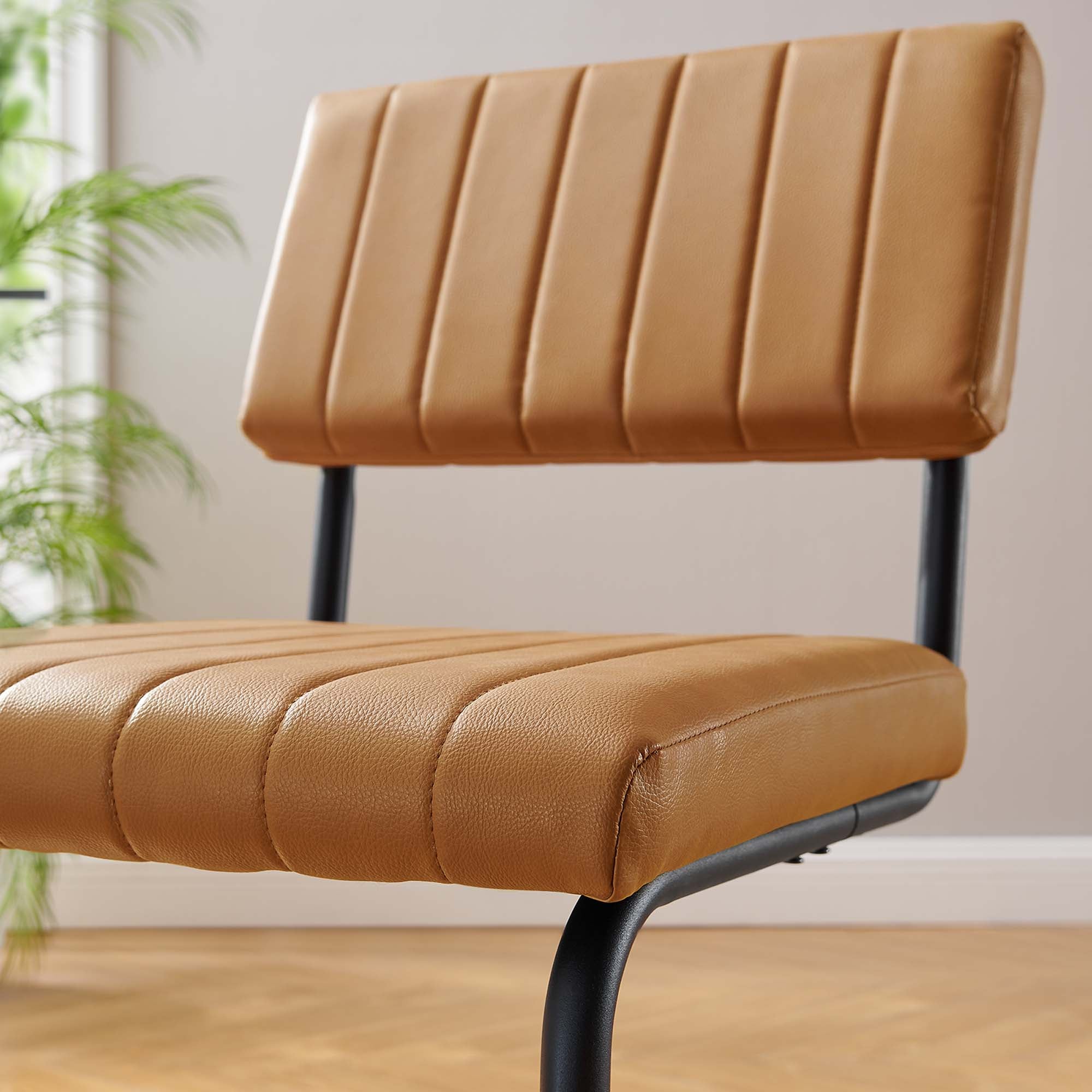 Parity Vegan Leather Dining Side Chairs Set of 2 - Black Tan