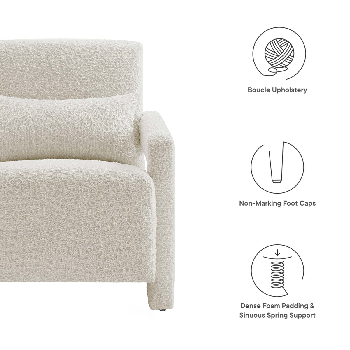 Mirage Boucle Upholstered Armchair - Ivory