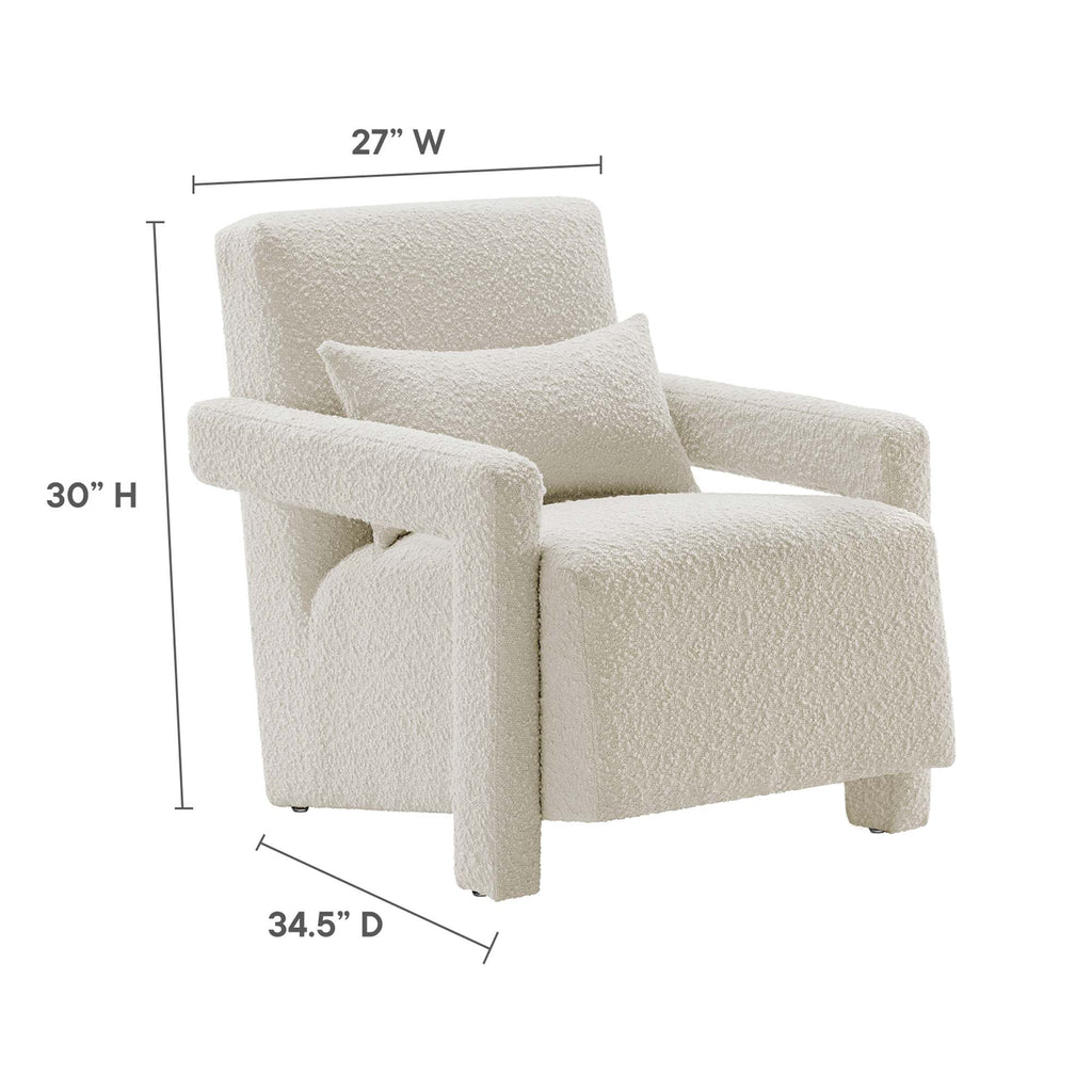 Mirage Boucle Upholstered Armchair - Ivory