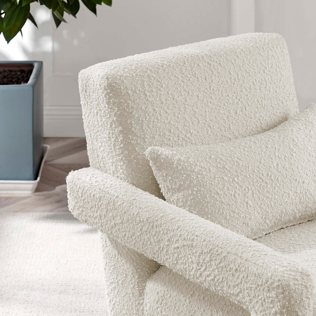Mirage Boucle Upholstered Armchair - Ivory