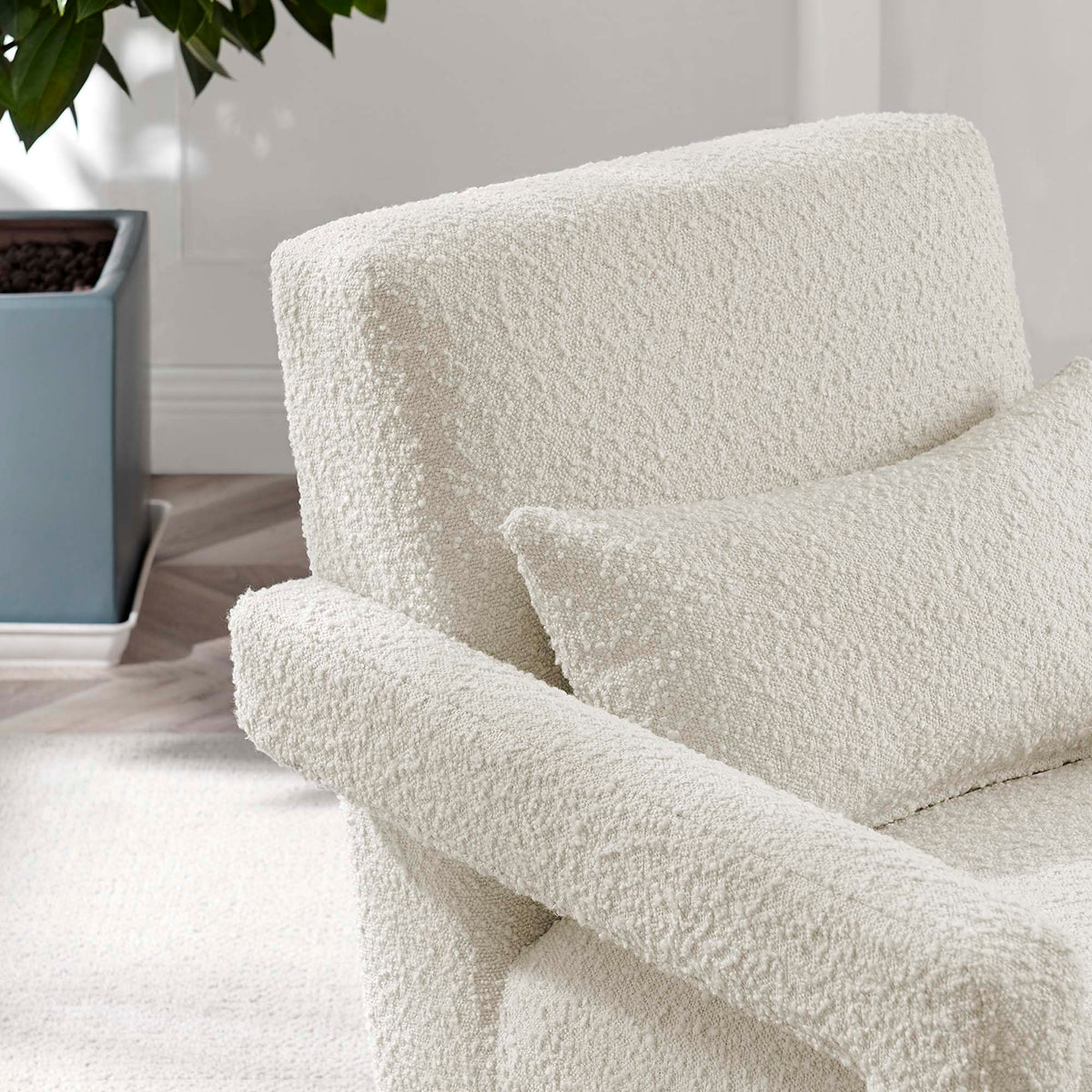 Mirage Boucle Upholstered Armchair - Ivory