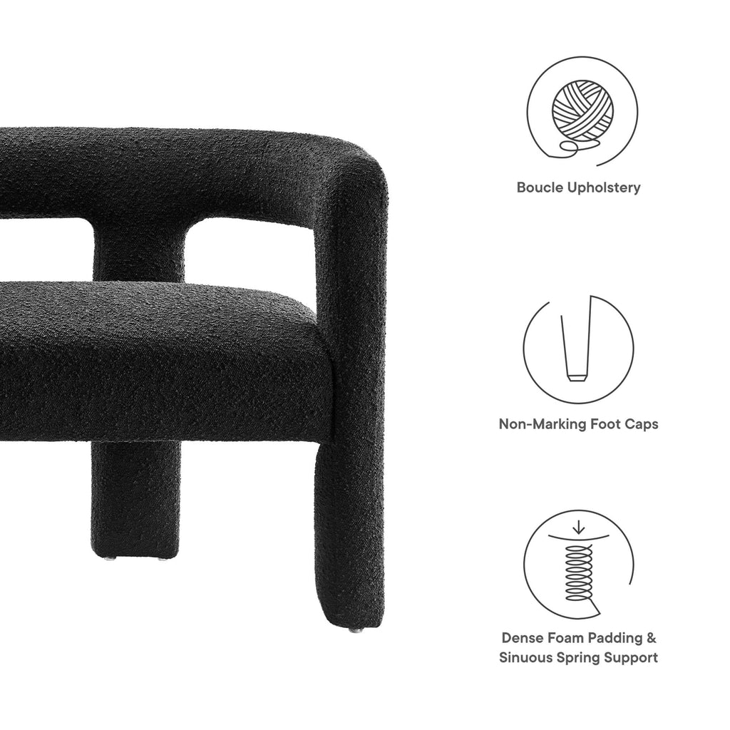 Kayla Boucle Upholstered Loveseat - Black