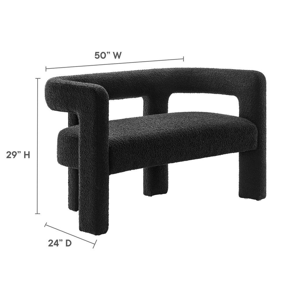 Kayla Boucle Upholstered Loveseat - Black