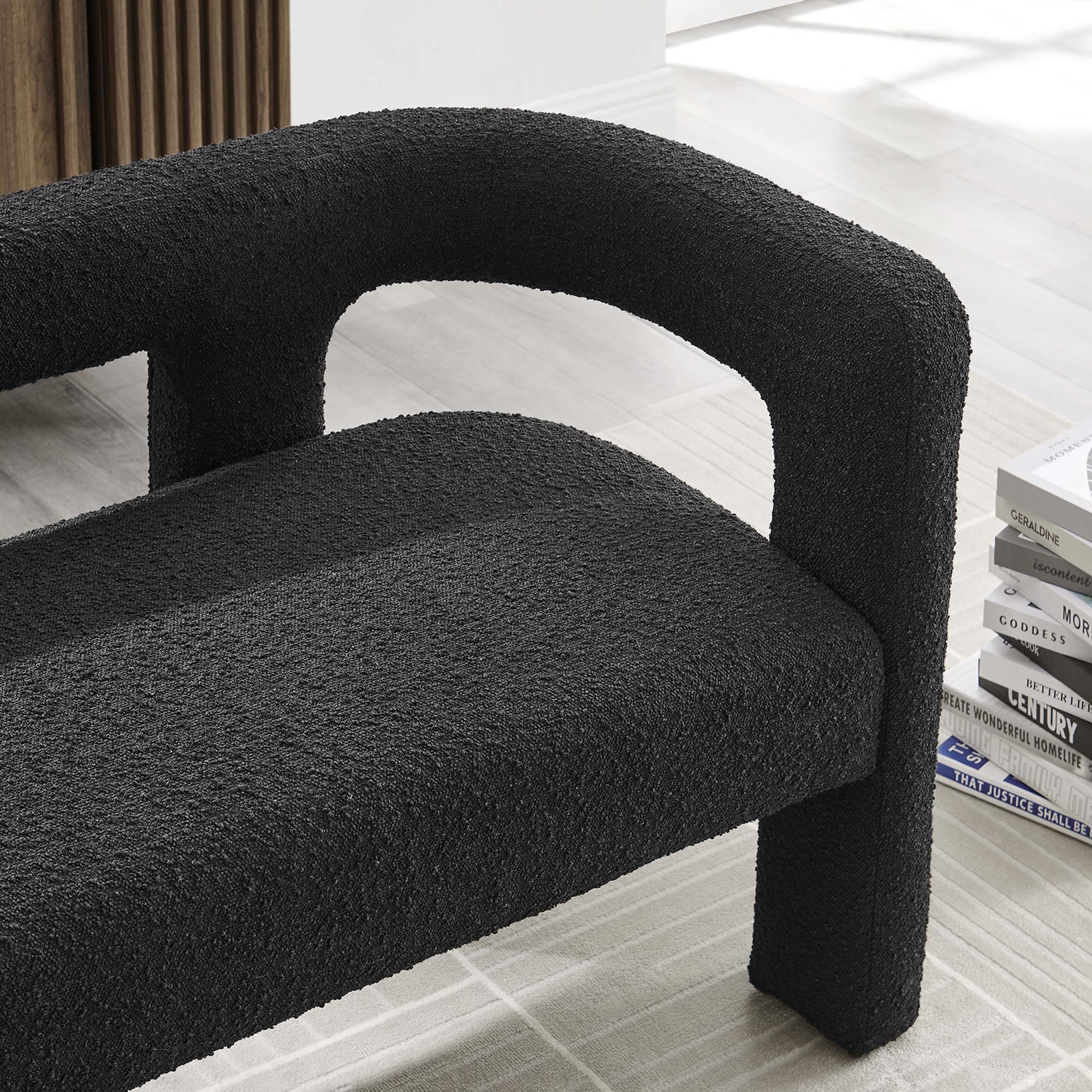 Kayla Boucle Upholstered Loveseat - Black
